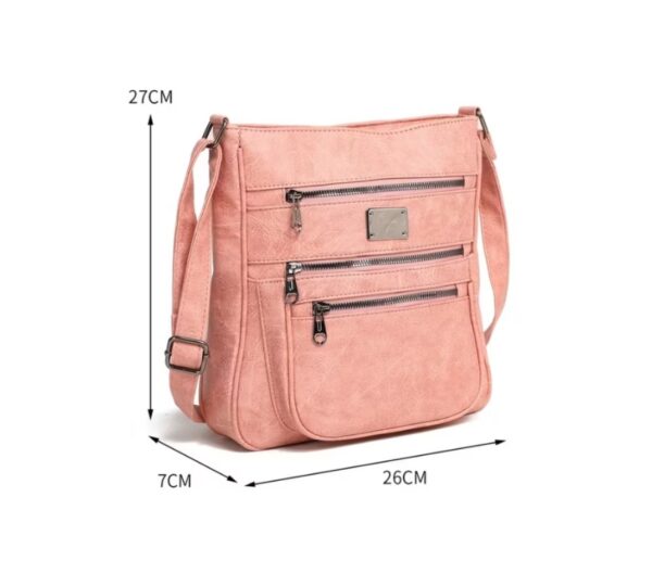 BOLSA FEMININA TIRACOLO ALÇA TRANSVERSAL COM MULTI ZIPER - Image 3